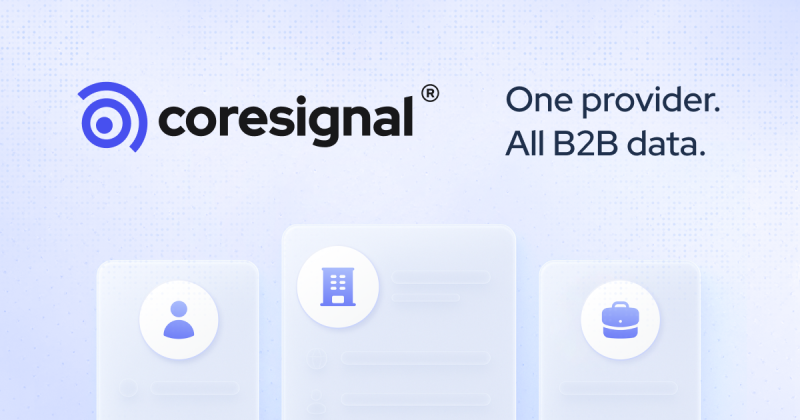 Coresignal homepage screenshot, research & search AI tool