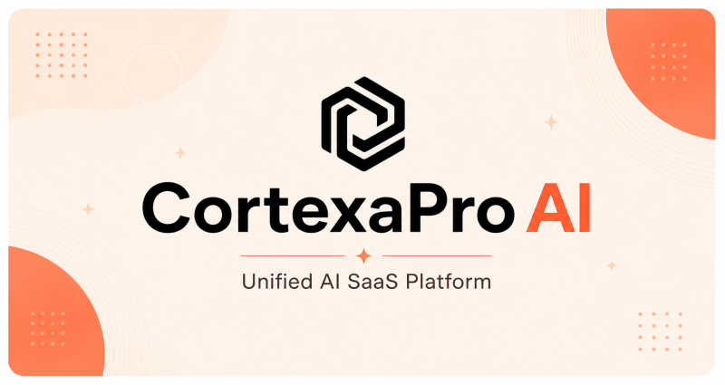 CortexaPro AI Startseite, Screenshot, KI-Tool produktivität & schreiben