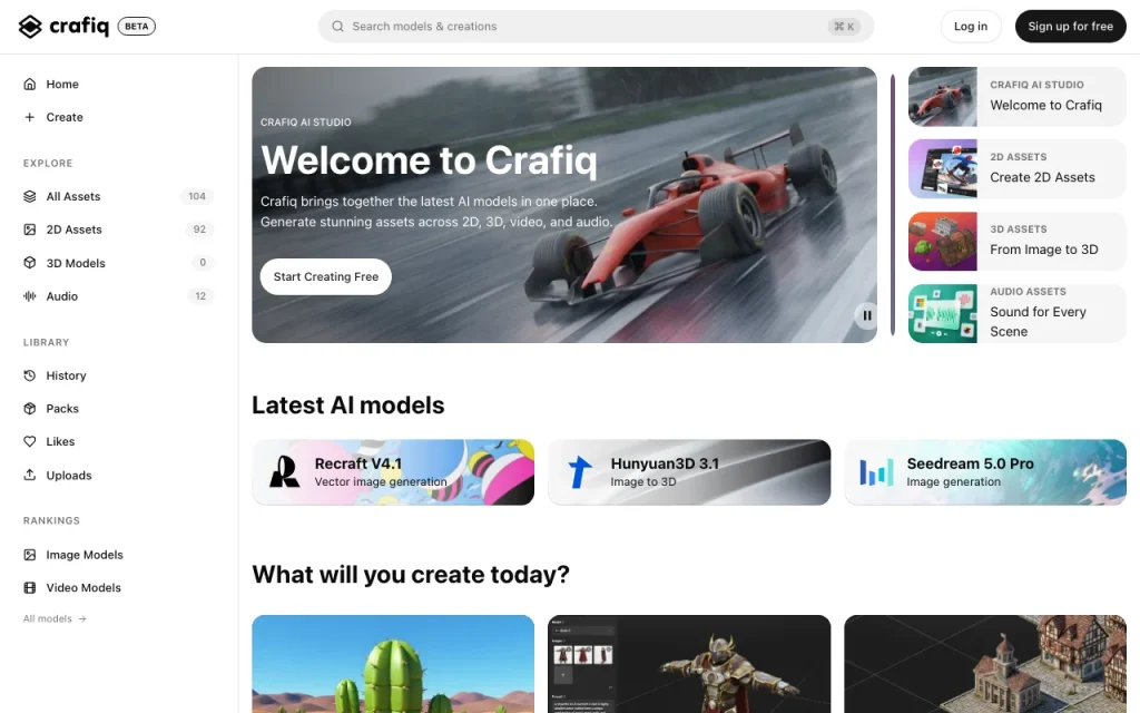 Crafiq AI Studio homepage — screenshot of the image generation AI tool, Oct 2, 2026