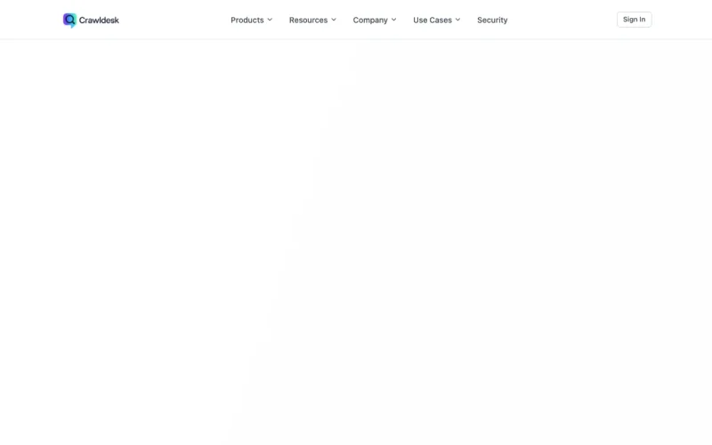 Crawldesk Startseite, Screenshot, KI-Tool produktivität & schreiben