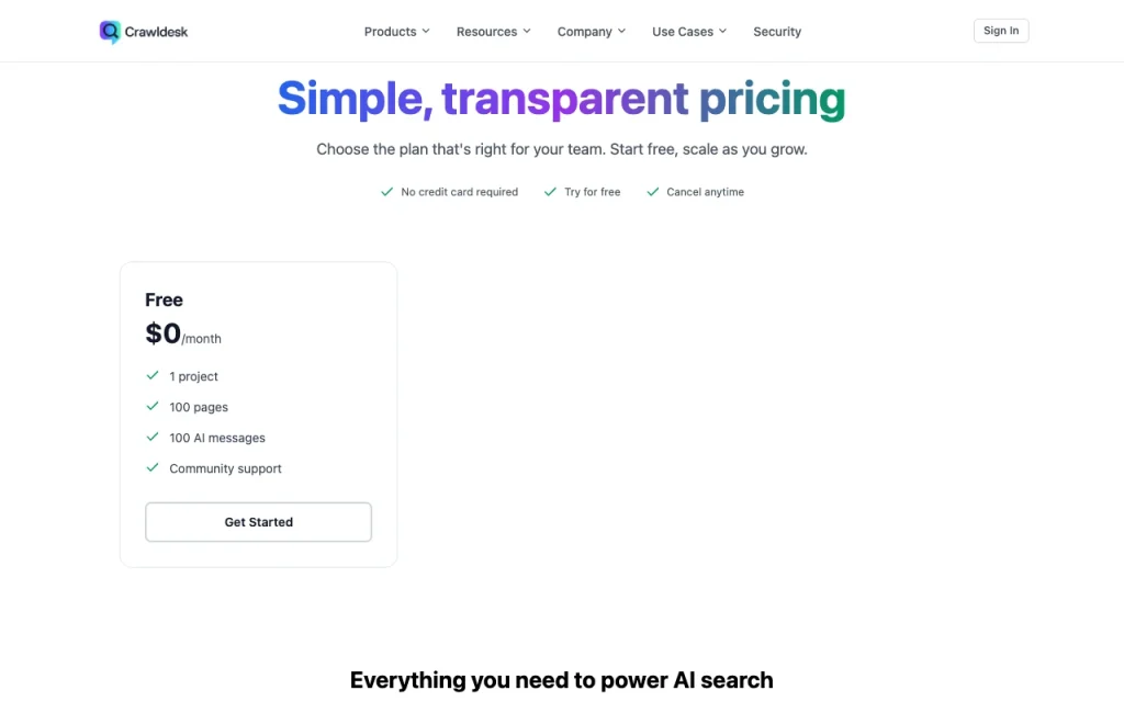 Crawldesk página de preços com planos e valores: captura de tela da ferramenta de IA produtividade & escrita, Oct 2, 2026