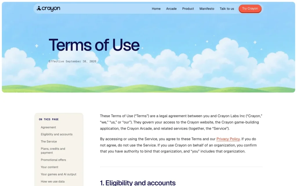 Crayon AI pricing page with plans and prices — screenshot of the coding AI tool, Oct 2, 2026