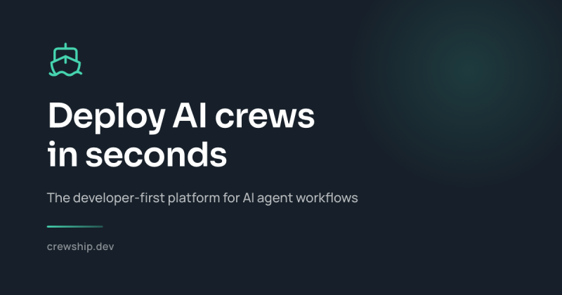 Crewship Startseite, Screenshot, KI-Tool coding