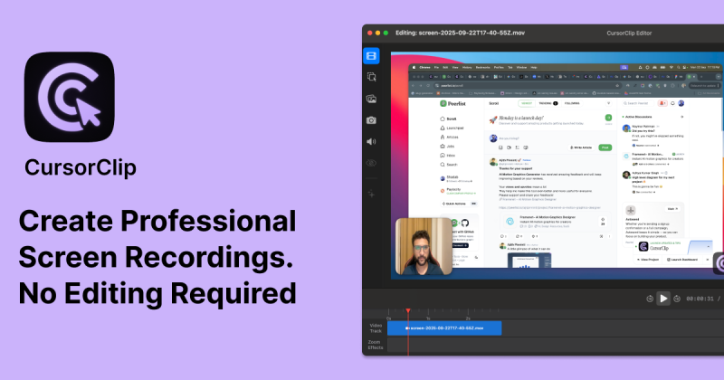 CursorClip homepage screenshot, video AI tool