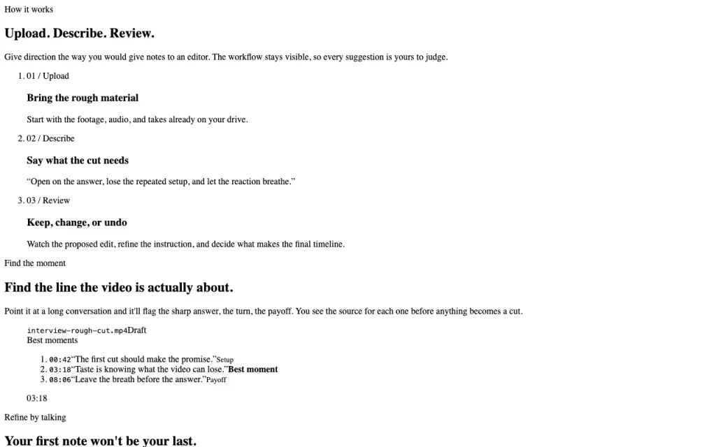 CutKarma homepage — screenshot of the video AI tool, Oct 1, 2026