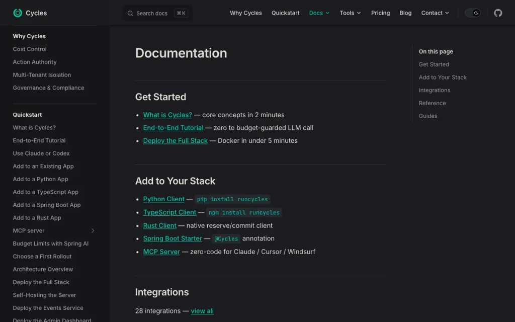 Cycles documentation — screenshot of the coding AI tool, Oct 1, 2026