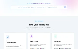DataGrout homepage — screenshot of the coding AI tool, 2026-10-02
