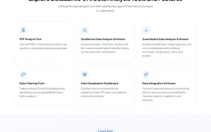DataLumio features page — screenshot of the research & search AI tool, 2026-10-01