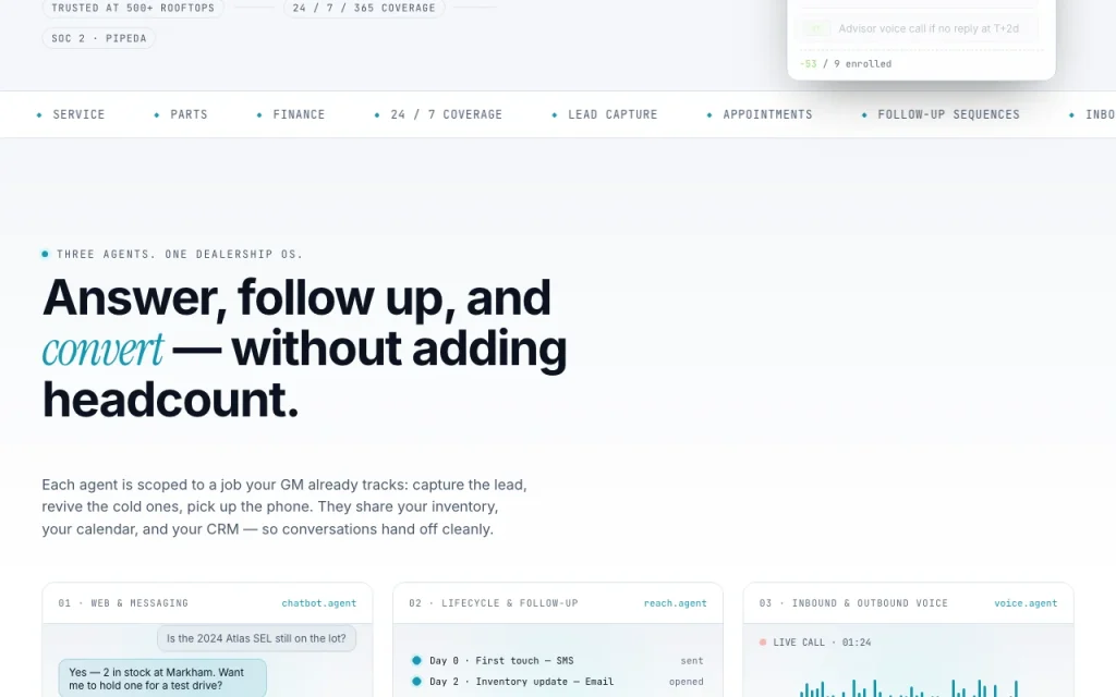 DealerAI homepage — screenshot of the productivity & writing AI tool, Oct 2, 2026