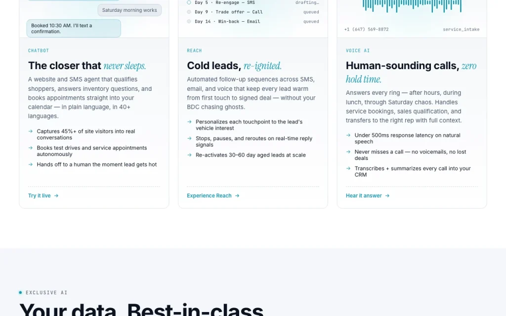 DealerAI homepage — screenshot of the productivity & writing AI tool, Oct 2, 2026