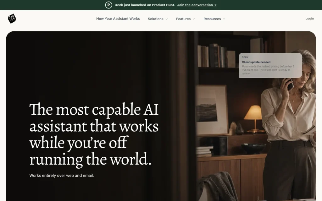 Deck homepage — screenshot of the productivity & writing AI tool, Oct 1, 2026