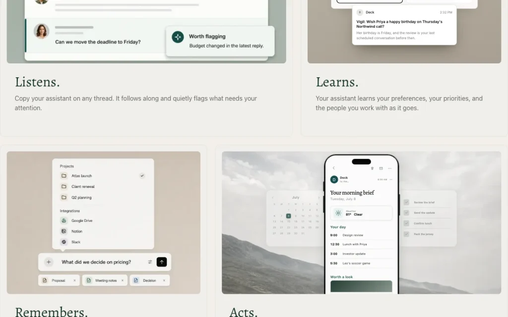 Deck homepage — screenshot of the productivity & writing AI tool, Oct 1, 2026