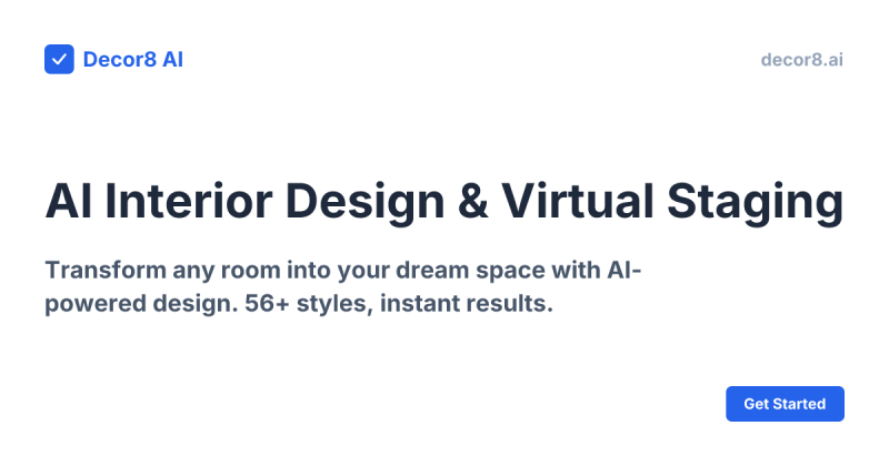 Decor8 AI homepage screenshot, image generation AI tool