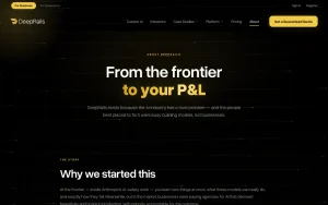 DeepRails about page — screenshot of the coding AI tool, 2026-10-02