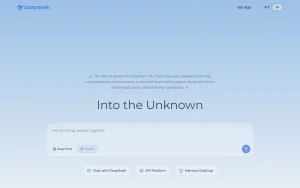 DeepSeek homepage — screenshot of the chat assistants AI tool, 2026-10-05