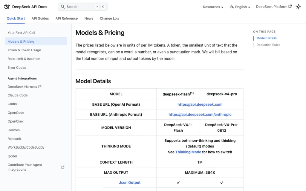 DeepSeek pricing page with plans and prices — screenshot of the chat assistants AI tool, Oct 5, 2026