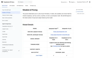 DeepSeek pricing page with plans and prices — screenshot of the chat assistants AI tool, 2026-10-05