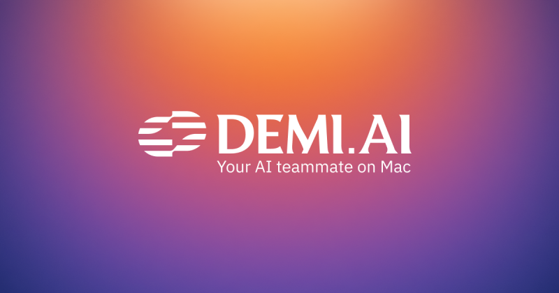 Demi homepage screenshot, productivity & writing AI tool