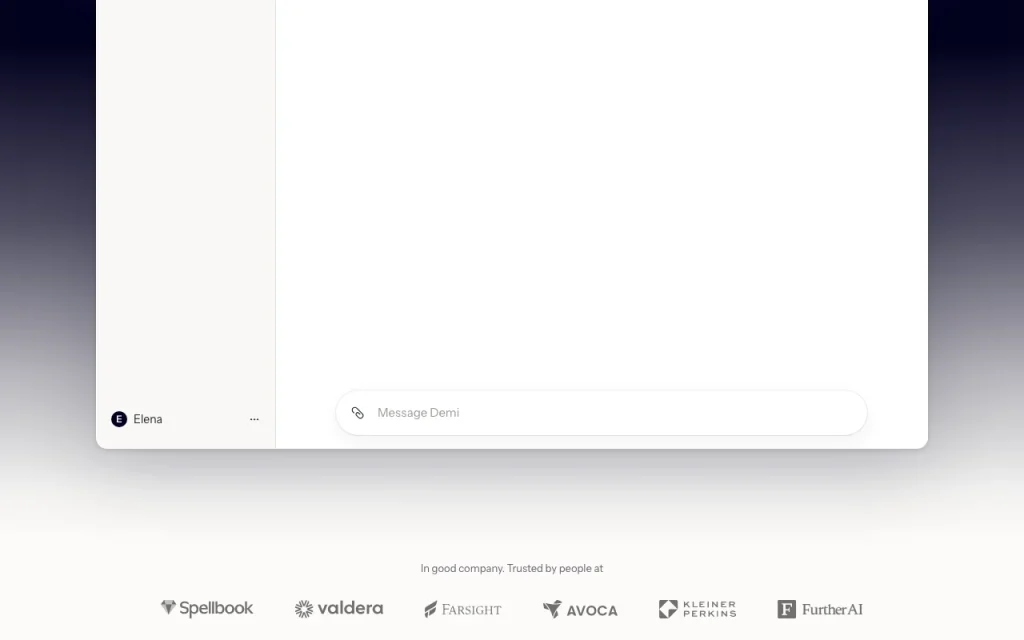 Demi homepage — screenshot of the productivity & writing AI tool, Oct 1, 2026