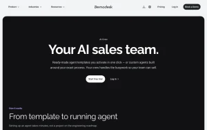 Demodesk features page — screenshot of the productivity & writing AI tool, 2026-10-02