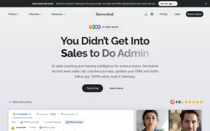 Demodesk homepage — screenshot of the productivity & writing AI tool, 2026-10-02