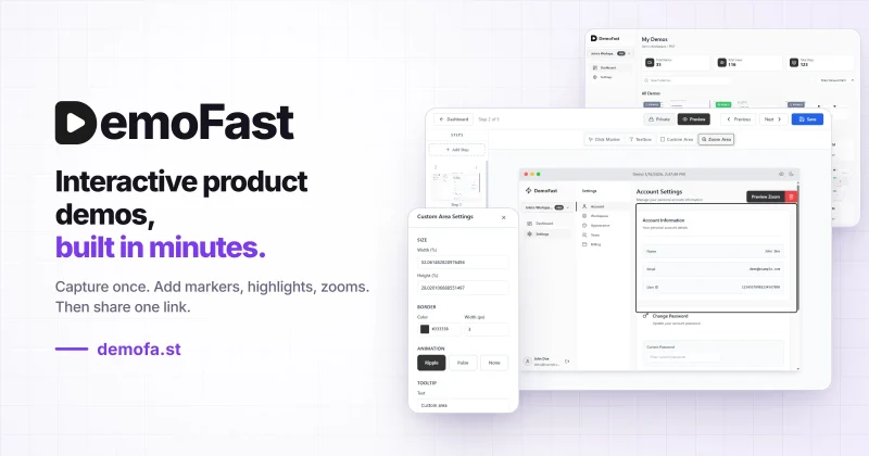 DemoFast homepage screenshot, productivity & writing AI tool