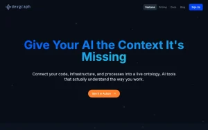 Devgraph.ai features page — screenshot of the coding AI tool, 2026-10-02