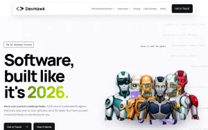 DevHawk homepage — screenshot of the coding AI tool, 2026-10-02
