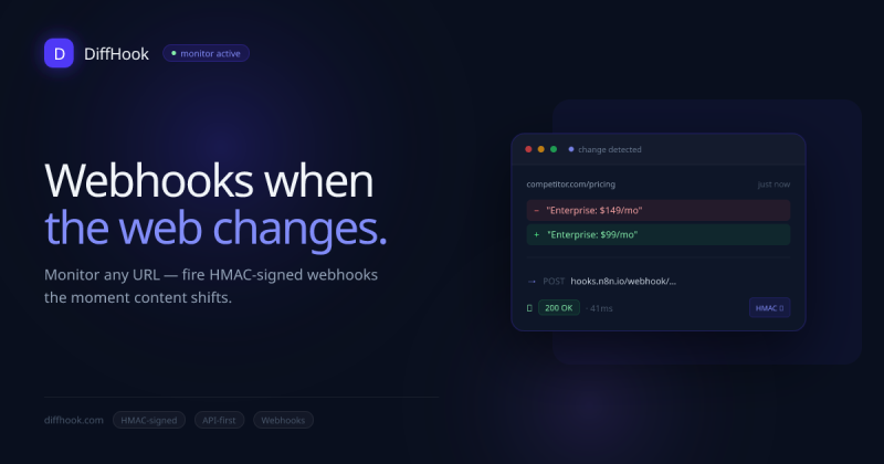 Capture d'écran de la page d'accueil de DiffHook, outil d'IA productivité et rédaction