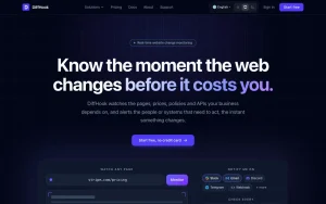 DiffHook homepage page homepage screenshot, productivity & writing AI tool