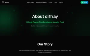 diffray about page — screenshot of the coding AI tool, 2026-10-02