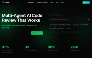 diffray homepage — screenshot of the coding AI tool, 2026-10-02
