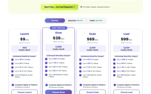 digiAd AI pricing page with plans and prices — screenshot of the productivity & writing AI tool, 2026-10-02