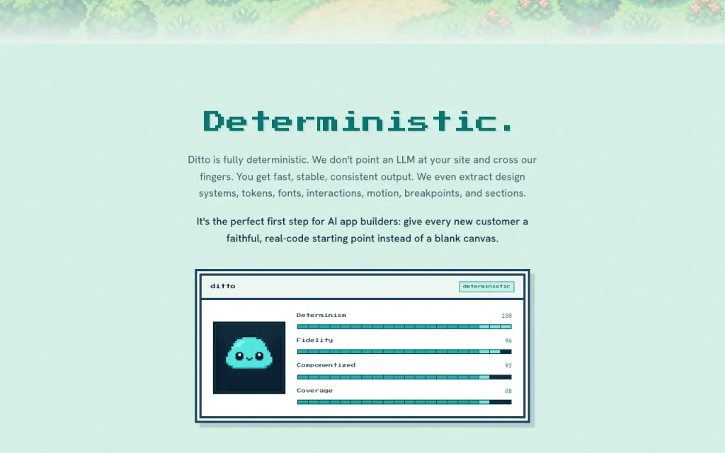 Ditto página principal — captura de pantalla de la herramienta de IA programación, Oct 2, 2026