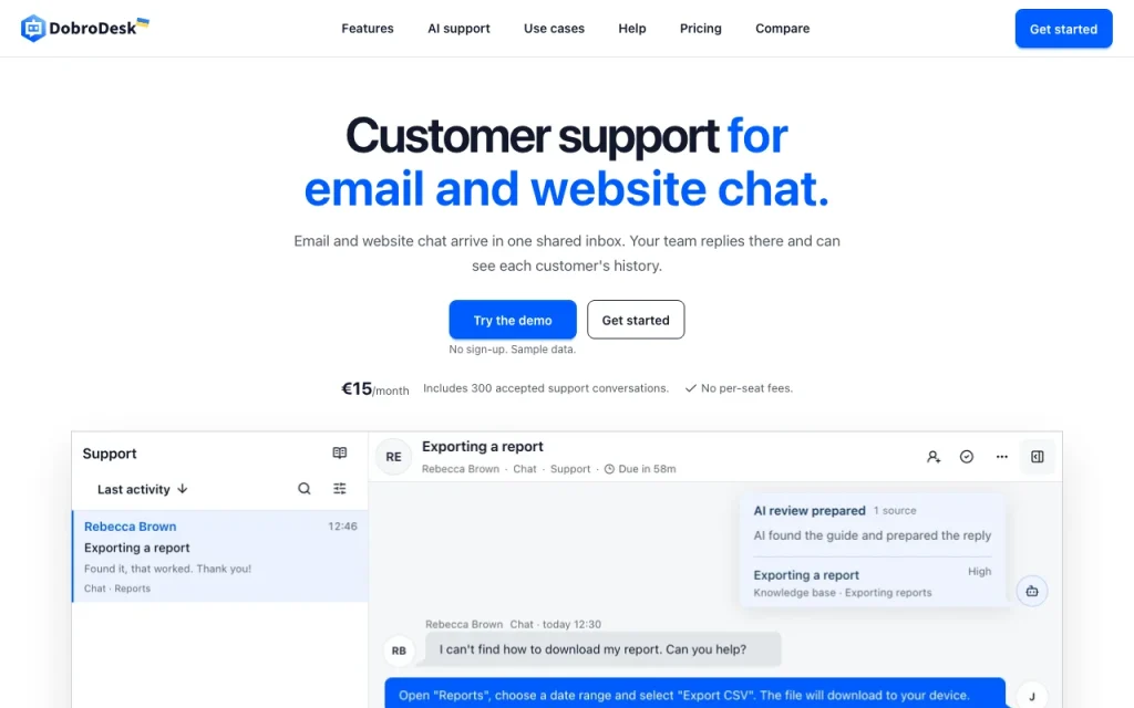 DobroDesk homepage — screenshot of the productivity & writing AI tool, Oct 1, 2026