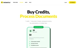 DocBatch.ai pricing page with plans and prices — screenshot of the productivity & writing AI tool, 2026-10-02