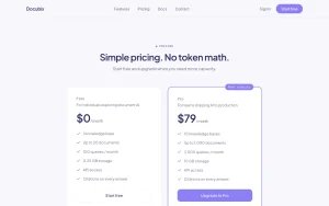 Docubix pricing page with plans and prices — screenshot of the productivity & writing AI tool, 2026-10-01