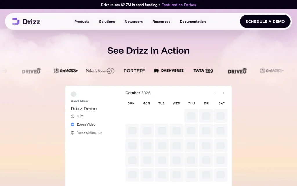 Drizz pricing page with plans and prices — screenshot of the coding AI tool, Oct 2, 2026