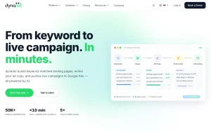 dynares homepage — screenshot of the productivity & writing AI tool, 2026-10-02
