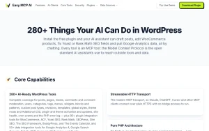 Easy MCP AI features page — screenshot of the productivity & writing AI tool, 2026-10-02