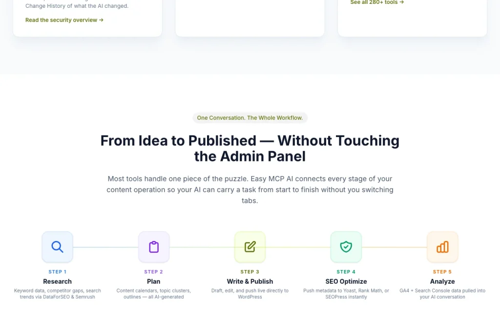 Easy MCP AI homepage — screenshot of the productivity & writing AI tool, Oct 2, 2026