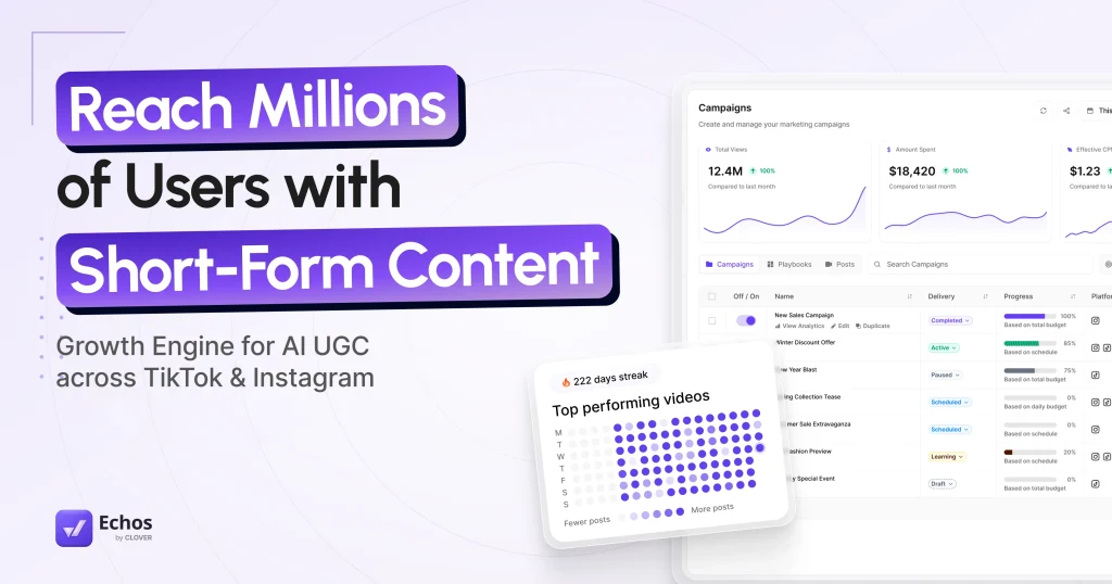 Echos homepage screenshot, video AI tool