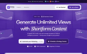 Echos homepage — screenshot of the video AI tool, 2026-10-02