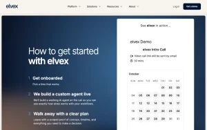 elvex help page homepage screenshot, productivity & writing AI tool