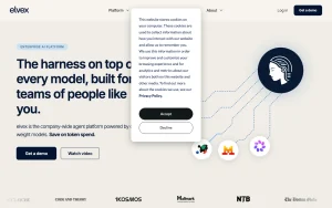elvex homepage page homepage screenshot, productivity & writing AI tool