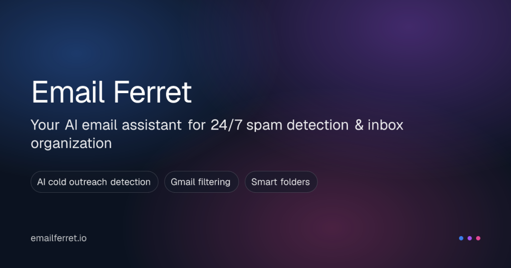 Capture d'écran de la page d'accueil de Email Ferret, outil d'IA productivité et rédaction