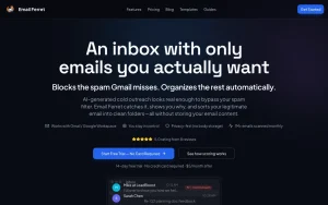 Email Ferret homepage — screenshot of the productivity & writing AI tool, 2026-10-02