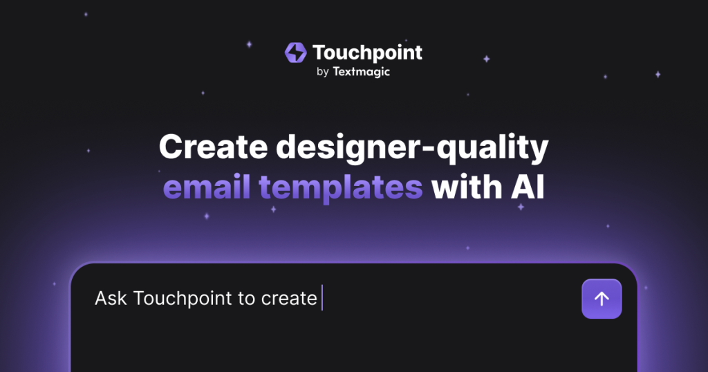 Capture d'écran de la page d'accueil de Touchpoint Email Template Builder, outil d'IA productivité et rédaction