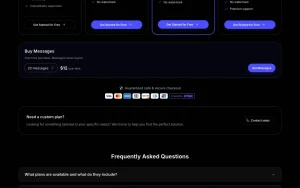 Embeddable pricing page with plans and prices — screenshot of the productivity & writing AI tool, 2026-10-02