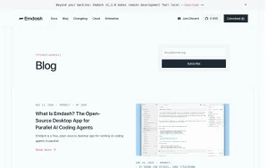 Emdash blog — screenshot of the coding AI tool, 2026-10-02